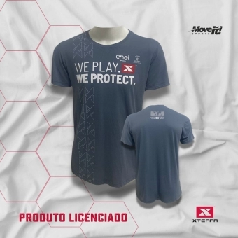 Camisa Esportiva - WE PLAY WE PROTECT - Búzios - Cinza